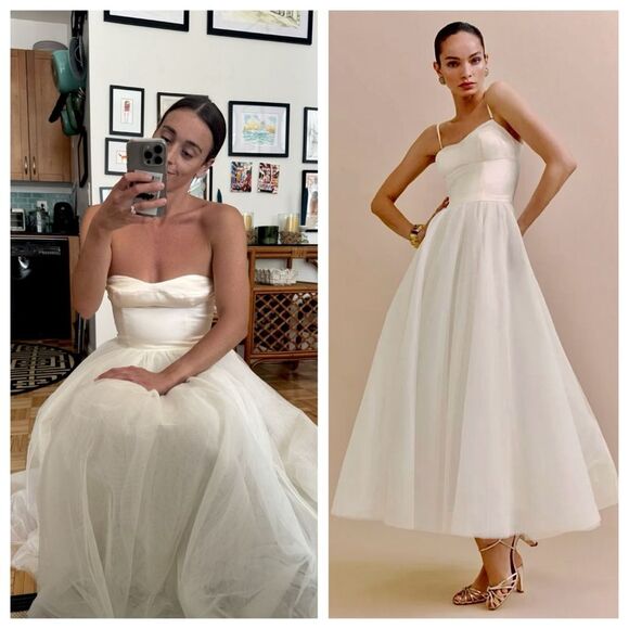 NWT Reformation Maxi Dress White Alouette Tulle Satin Strapless Bridal Wedding 4 - Picture 1 of 9